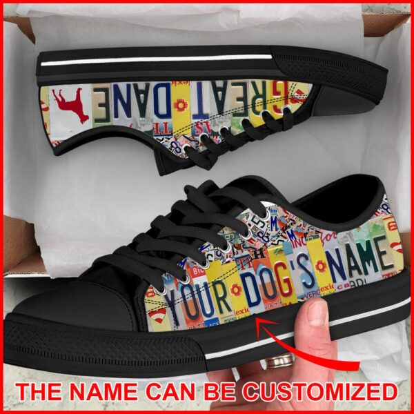 Personalized Great Dane License Plates Low Top Sneaker, Designer Low Top Shoes, Low Top Sneakers