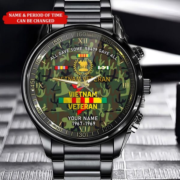 Personalized Name And Time All Gave Some 58479 Gave All Vietnam Veteran Watch, Watch Military, Men Military Watch, Fathers Watches