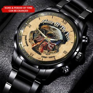 Personalized Name And Time Home Of The Free Because Of The Brave Printed Veteran Watch Watch Military Men Military Watch Fathers Watches 2 gqcdap.jpg