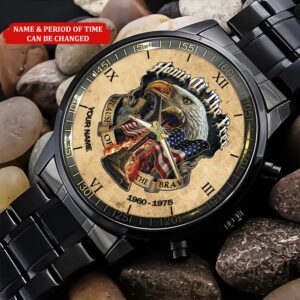 Personalized Name And Time Home Of The Free Because Of The Brave Printed Veteran Watch Watch Military Men Military Watch Fathers Watches 4 vggat1.jpg