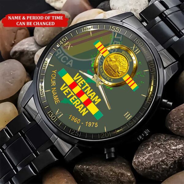 Personalized Name And Time Honor Sacrifice Printed Watch, Vietnam Veteran Watch, Watch Military, Men Military Watch, Fathers Watches