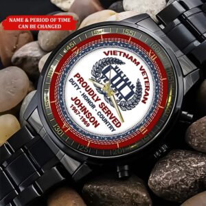 Personalized Name And Time Proudly Served Blue Red Flag Printed Veteran Watch Vietnam Veteran Watch Watch Military Men Military Watch 3 h8eo8t.jpg