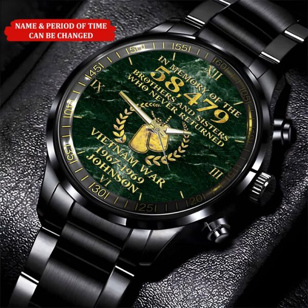 Personalized Name And Time Vietnam Veteran Watch, Watch Military, Men Military Watch, Fathers Watches