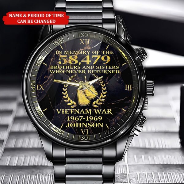 Personalized Name And Time Vietnam War Veteran Watch, Watch Military, Men Military Watch, Fathers Watches