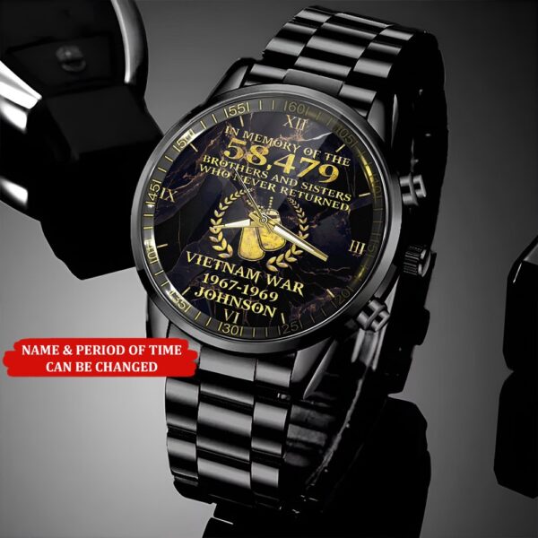 Personalized Name And Time Vietnam War Veteran Watch, Watch Military, Men Military Watch, Fathers Watches