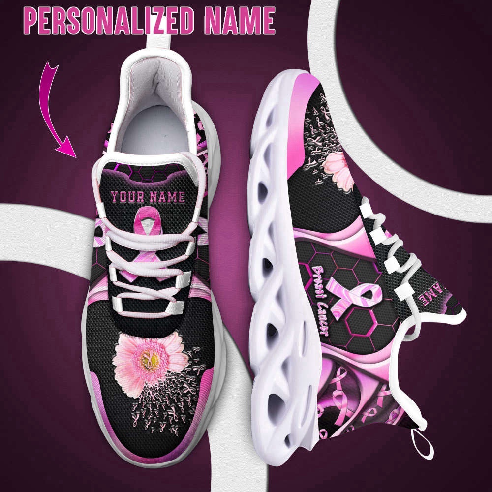 Personalized Name Breast Cancer Awareness Max Shoes For Men Women, Max Soul Sneakers, Max Soul Shoes