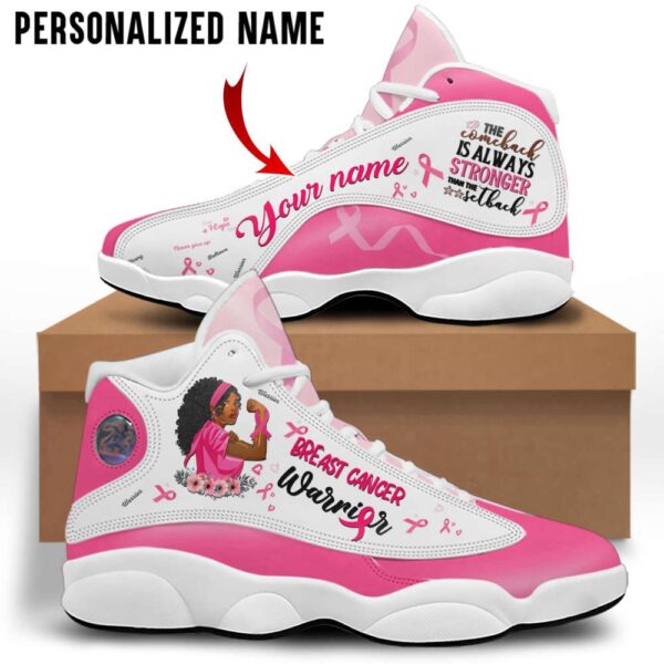 Personalized Name Breast Cancer Awareness Shoes, Breast Cancer Warrior For Breast Cancer, Basketball Shoes, Basketball Shoes 2024