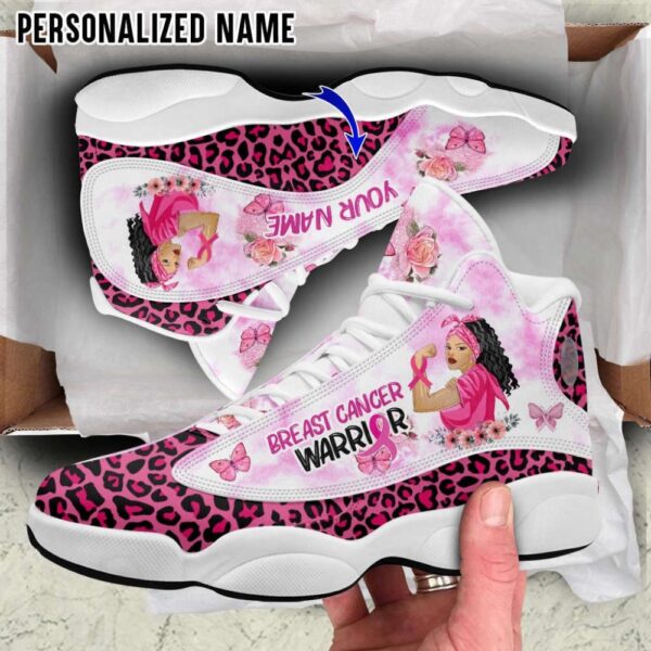 Personalized Name Breast Cancer Awareness Shoes, Custom Ribbon Shoes, Basketball Shoes, Basketball Shoes 2024
