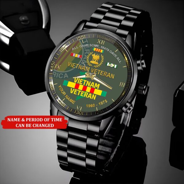 Personalized Name Time All Gave Some 58479 Gave All Vietnam Veteran Business Watch, Watch Military, Men Military Watch, Fathers Watches