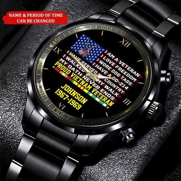 Personalized Name Time I Am A Veteran Vietnam Veteran Business Watch, Watch Military, Men Military Watch, Fathers Watches