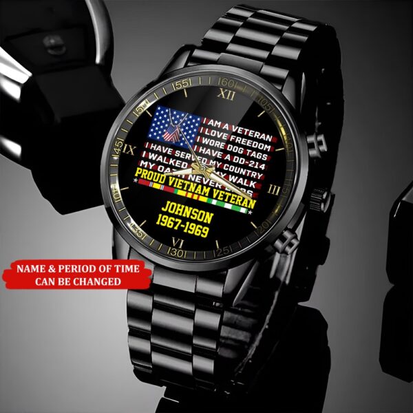 Personalized Name Time I Am A Veteran Vietnam Veteran Business Watch, Watch Military, Men Military Watch, Fathers Watches