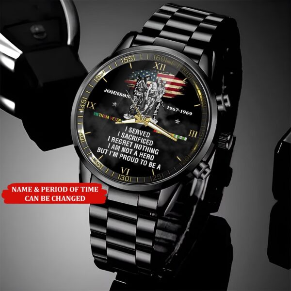 Personalized Name Time I Am Not A Hero But I’m Proud To Be A Vietnam Veteran Business Watch, Watch Military, Men Military Watch, Fathers Watches