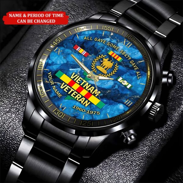 Personalized Name Time Navy Vietnam Veteran Watch, Watch Military, Men Military Watch, Fathers Watches