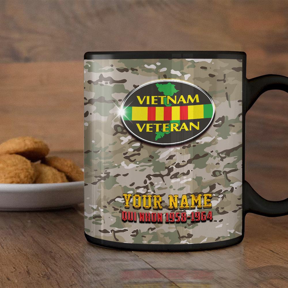 Personalized Vietnam Veteran Camouflage Mug With Your Name Year Purple Heart Mug, Veteran Coffee Mugs, Military Mug