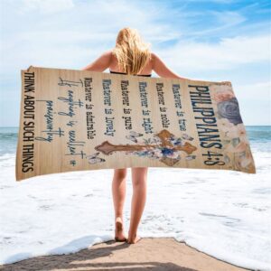Philippians 48 Whatever Is True Floral Cross Beach Towel Christian Beach Towel Beach Towel 2 trz1ag.jpg