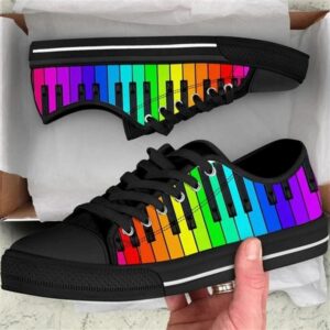 Piano Rainbow Color Canvas Low Top Shoes,…