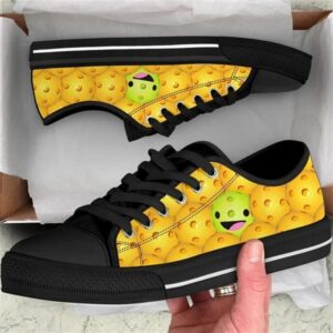 Pickleball Funny Smiley Canvas Low Top Shoes,…