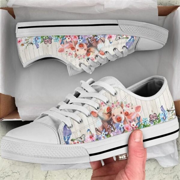 Pig Flower Watercolor Low Top Shoes, Low Tops, Low Top Sneakers