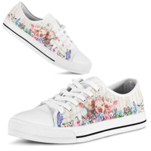 Pig Flower Watercolor Low Top Shoes Low Tops Low Top Sneakers 2 zeoaug.jpg