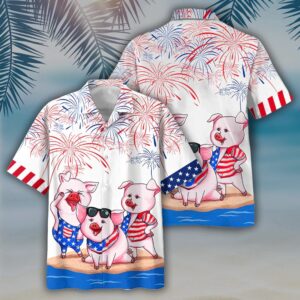 Pig Patriotic Aloha Shirts, 4th Of July…