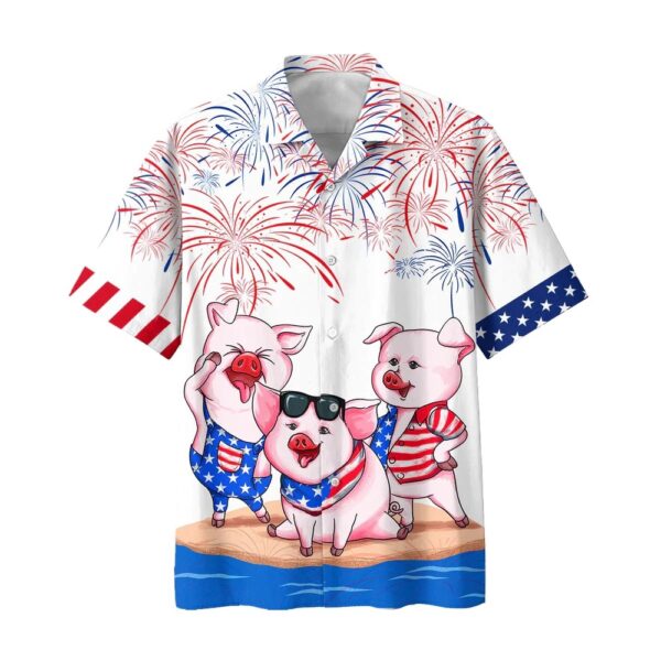 Pig Patriotic Aloha Shirts, 4th Of July Hawaiian Shirt, 4th Of July Shirt