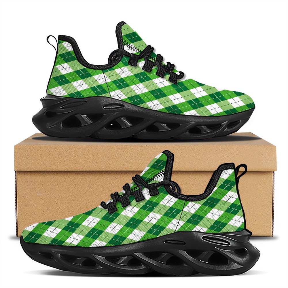 Plaid Saint Patrick’s Day Print Pattern Black Running Shoes, Max Soul Sneakers, Max Soul Shoes Plaid Saint Patrick’s Day Print Pattern Black Running Shoes, Max Soul Sneakers, Max Soul Shoes