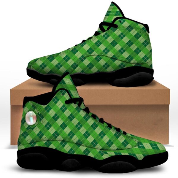 Plaid St. Patrick’s Day Print Pattern Black Basketball Shoes, Basketball Shoes, Best Basketball Shoes 2024