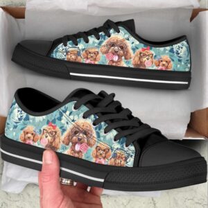 Poodle Dog Flowers Pattern Low Top Shoes Canvas Sneakers Designer Low Top Shoes Low Top Sneakers 2 eggvpk.jpg