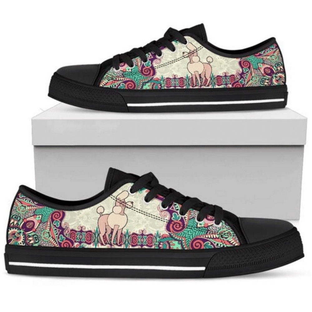Poodle Dog Lover’s Low Top Shoes Step Out in Poodle Passion, Designer Low Top Shoes, Low Top Sneakers
