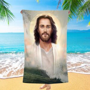 Portrait Of Jesus Beach Towel Pictures Prints,…