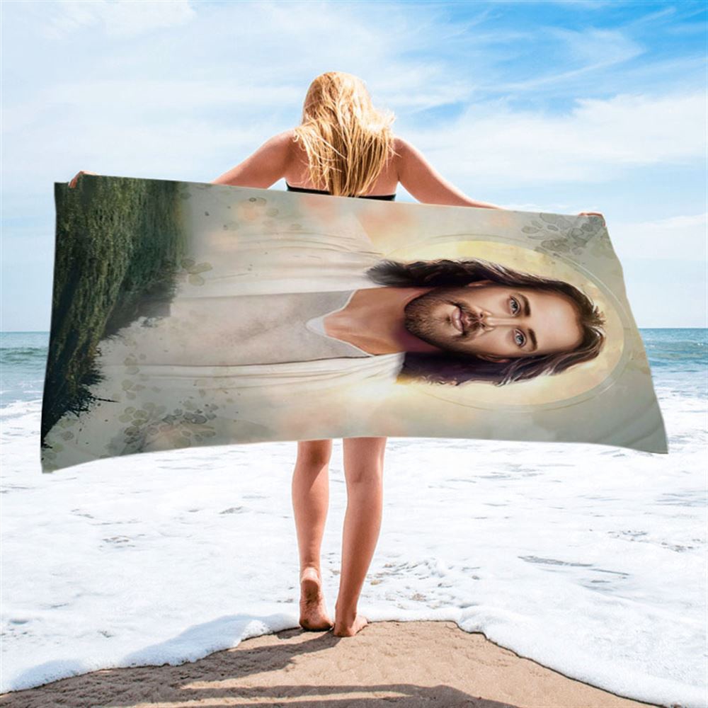 Portrait Of Jesus Beach Towel Pictures Prints, Beach Towel