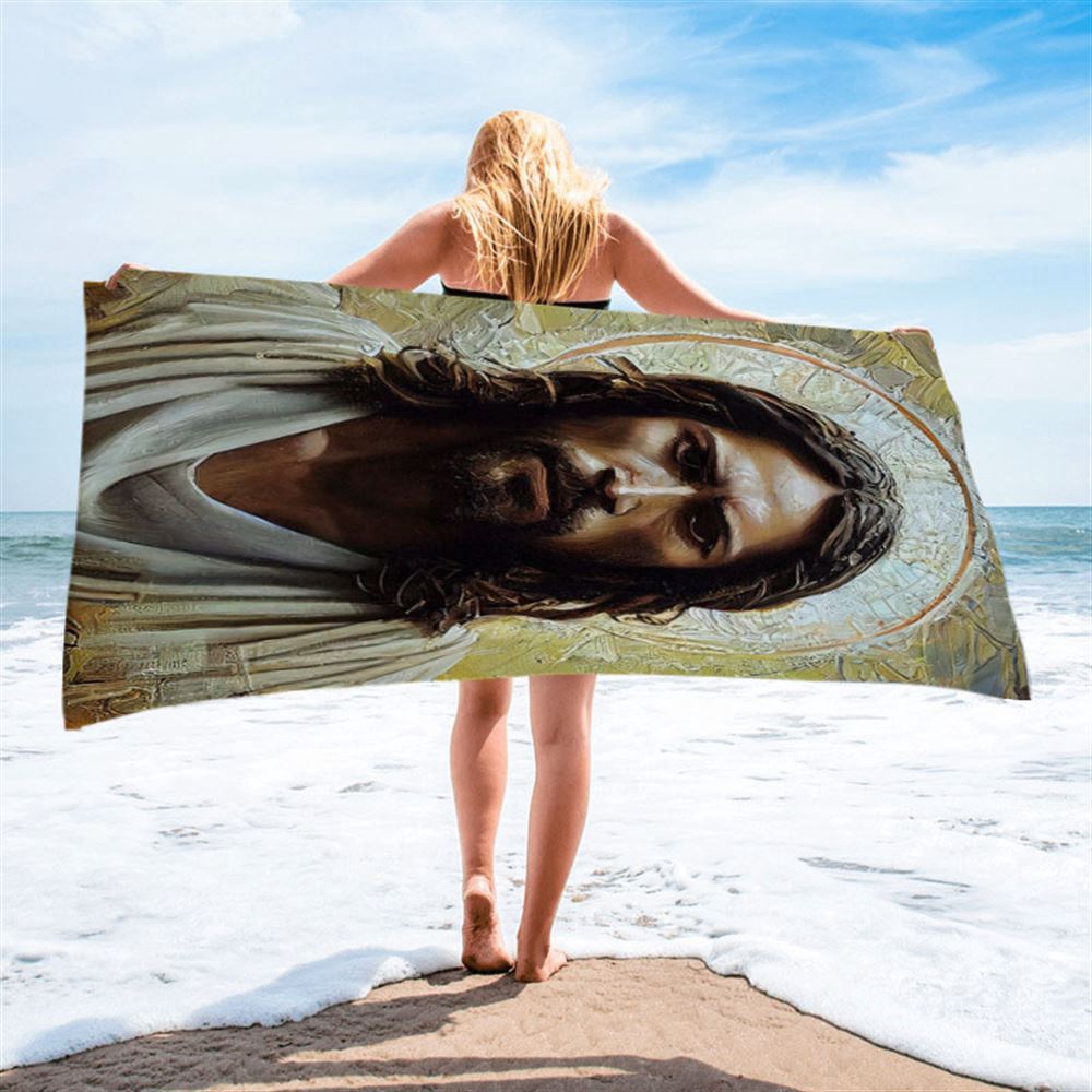 Portrait Of Jesus Christ Beach Towel Pictures Prints, Christian Beach Towel, Beach Towel