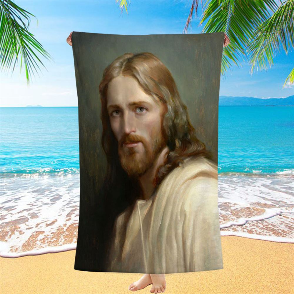Portrait Of Jesus Christ Man Of Galilee Beach Towel Pictures, Christian Beach Towel, Beach Towel