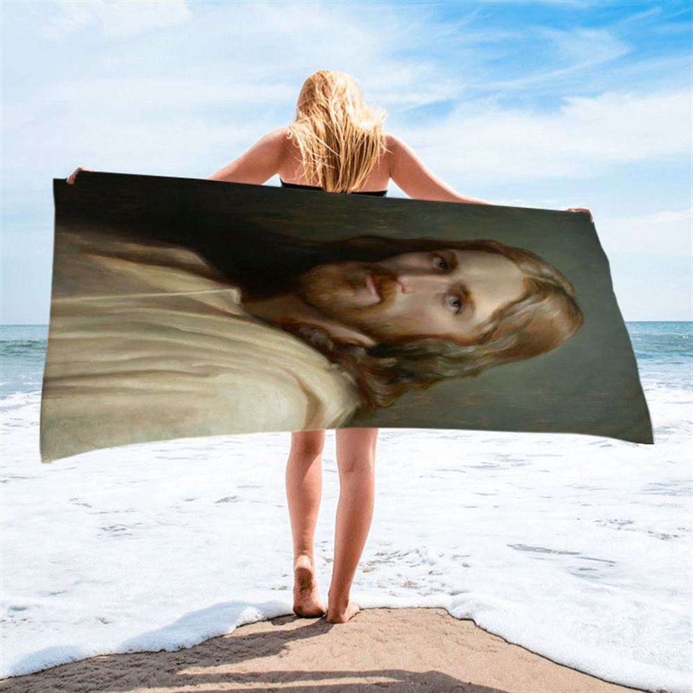 Portrait Of Jesus Christ Man Of Galilee Beach Towel Pictures, Christian Beach Towel, Beach Towel