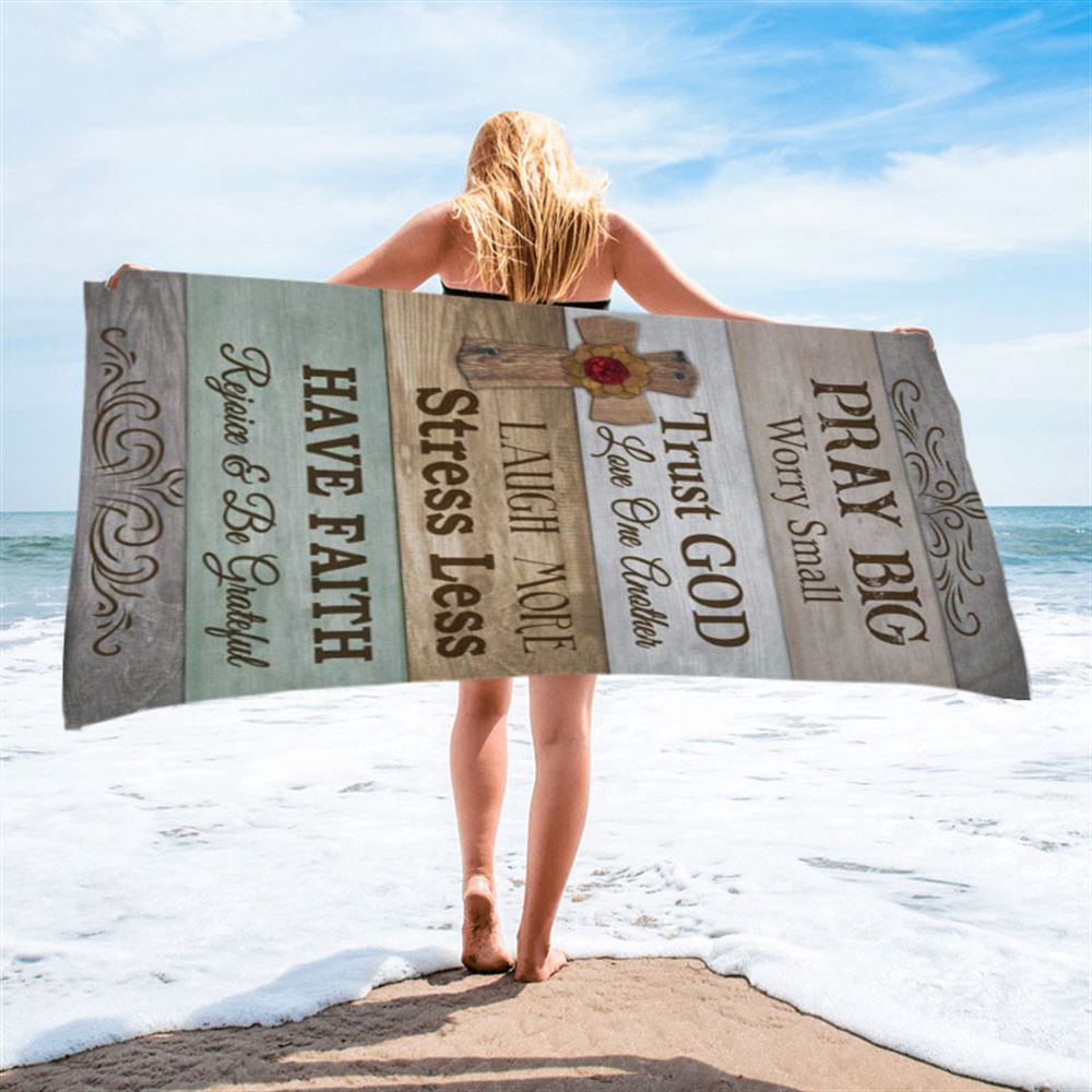 Pray Big Worry Small Beach Towel, Christian Beach Towel, Beach Towel Pray Big Worry Small Beach Towel, Christian Beach Towel, Beach Towel