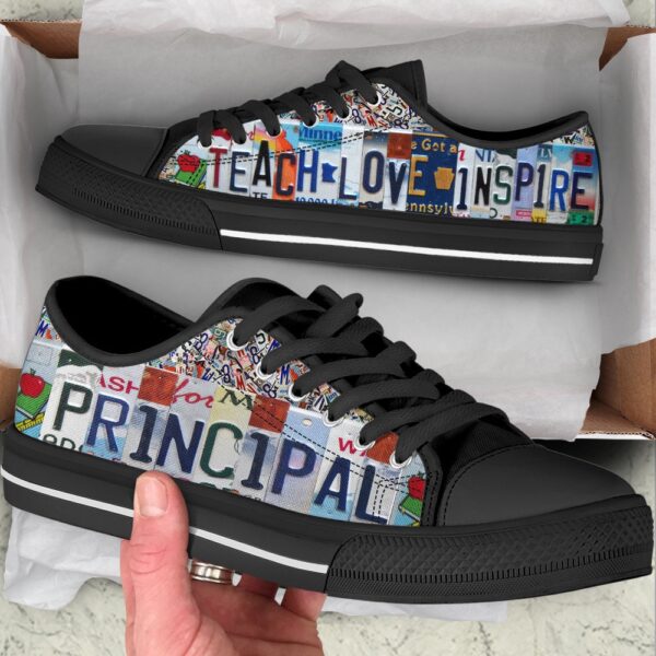 Principal Shoes Teach Love Inspire License Plates Low Top Shoes Malalan, Low Top Designer Shoes, Low Top Sneakers