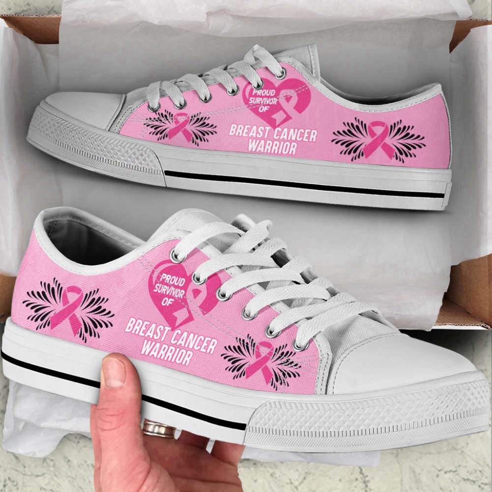Proud Survivor of Breast Cancer Warrior Low Top Canvas Shoes, Low Top Designer Shoes, Low Top Sneakers