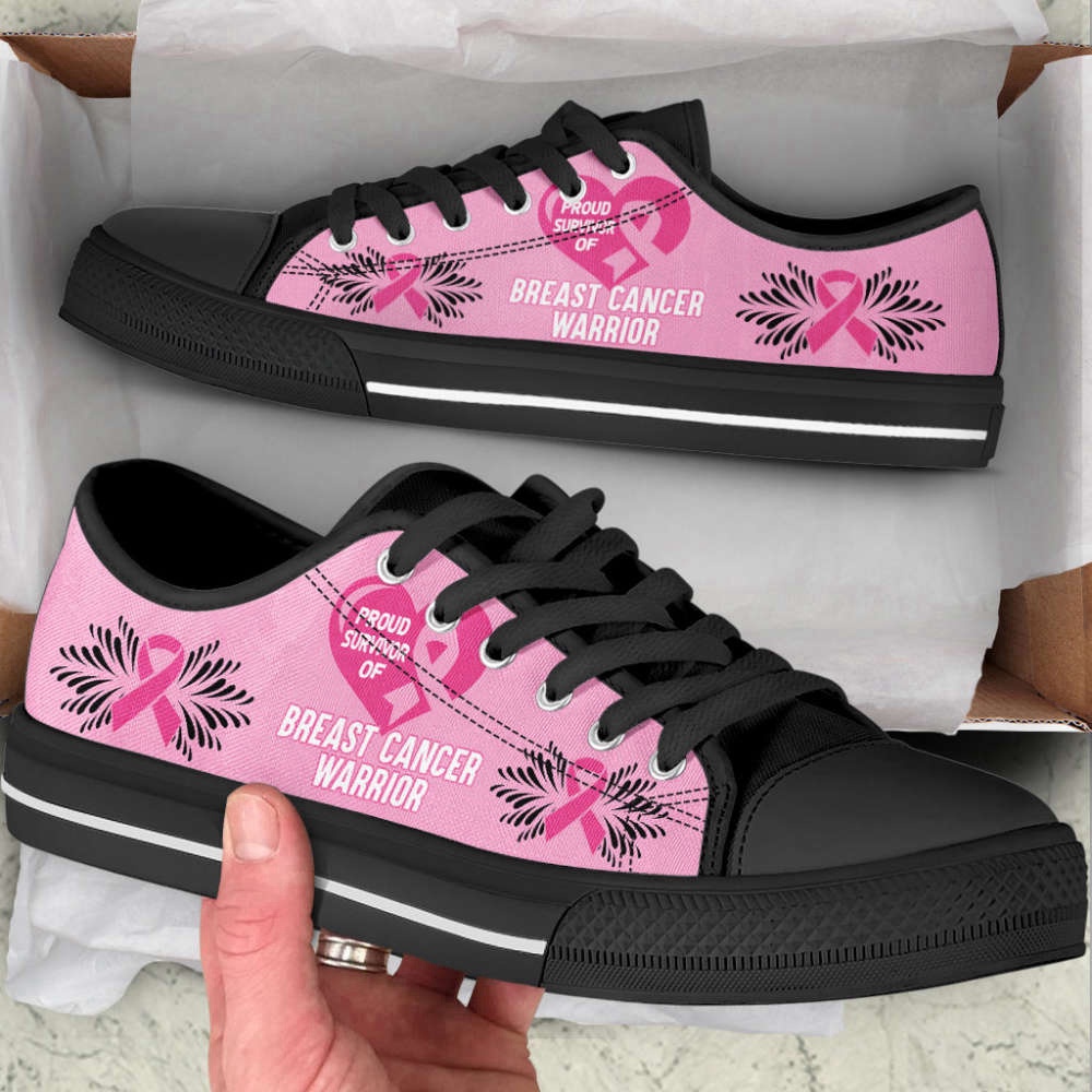 Proud Survivor of Breast Cancer Warrior Low Top Canvas Shoes, Low Top Designer Shoes, Low Top Sneakers