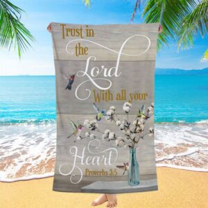 Proverbs 35 Hummingbird Scripture Christian Beach Towel,…