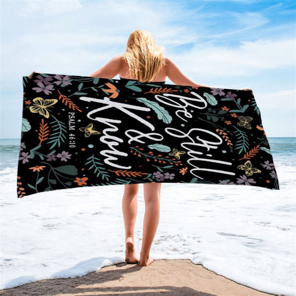 Psalm 4610 Be Still And Know Wildflowers Butterflies Christian Beach Towel, Christian Beach Towel, Beach Towel Psalm 4610 Be Still And Know Wildflowers Butterflies Christian Beach Towel, Christian Beach Towel, Beach Towel