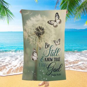 Psalm 4610 Dandelion Butterfly Beach Towel, Christian…