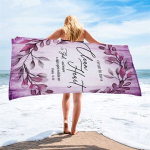 Psalm 5110 Create In Me A Clean Heart 2 Beach Towel Christian Beach Towel Beach Towel 2 wdafq0.jpg
