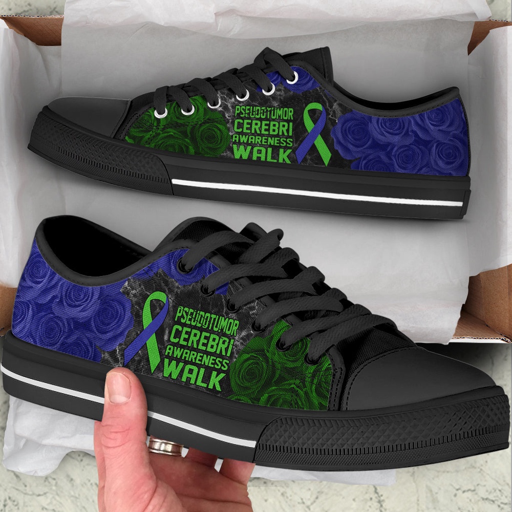 Pseudotumor Cerebri Shoes Awareness Walk Low Top Shoes, Low Top Designer Shoes, Low Top Sneakers