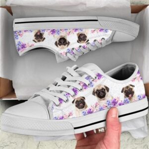 Pug Dog Purple Flower Canvas Low Top Shoes Low Top Shoes Mens Women Designer Low Top Shoes Low Top Sneakers 2 xnefnb.jpg