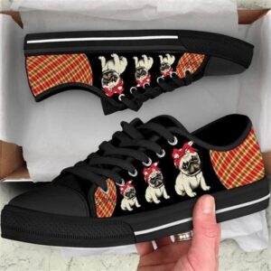 Pug Dog Red Black Tan Plaid Canvas…