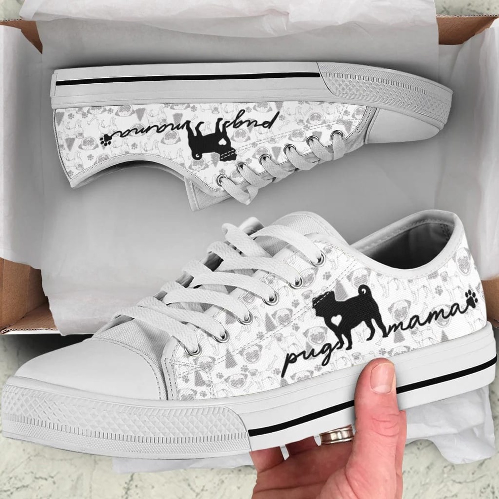 Pug Low Top Shoes, Dog Memorial Gift, Designer Low Top Shoes, Low Top Sneakers