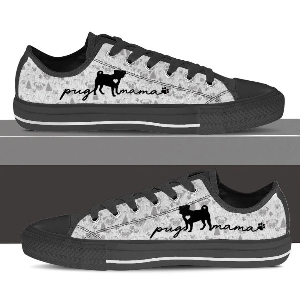 Pug Low Top Shoes, Dog Memorial Gift, Designer Low Top Shoes, Low Top Sneakers