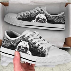 Pug Paisley Black White Low Top Shoes…