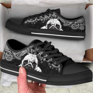 Pug Paisley Black White Low Top Shoes Canvas Sneakers Casual Shoes Designer Low Top Shoes Low Top Sneakers 2 j7yywe.jpg