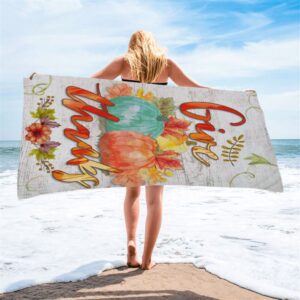 Pumpkin Thanksgiving Give Thanks Beach Towel Christian Beach Towel Beach Towel 2 zz75ti.jpg